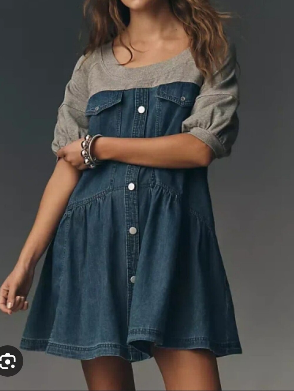 Pilcro Denim Sweatshirt Twofer Dress Medium